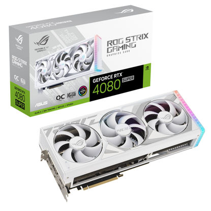 Picture of ASUS ROG Strix GeForce RTX™ 4080 SUPER White OC Edition Gaming Graphics Card (PCIe 4.0, 16GB GDDR6X, DLSS 3, HDMI 2.1a, DisplayPort 1.4a, Vapor Chamber, Power sensing, Aura Sync)