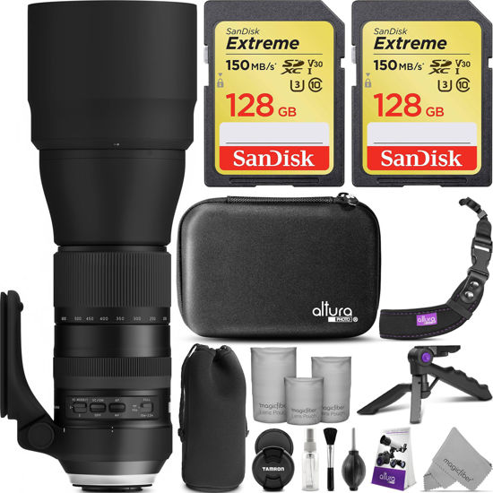 Picture of Tamron SP 150-600mm F/5-6.3 Di VC USD G2 Lens for Canon DSLR Cameras with SanDisk 128GB SD Cards & Altura Photo Complete Accessory and Travel Bundle