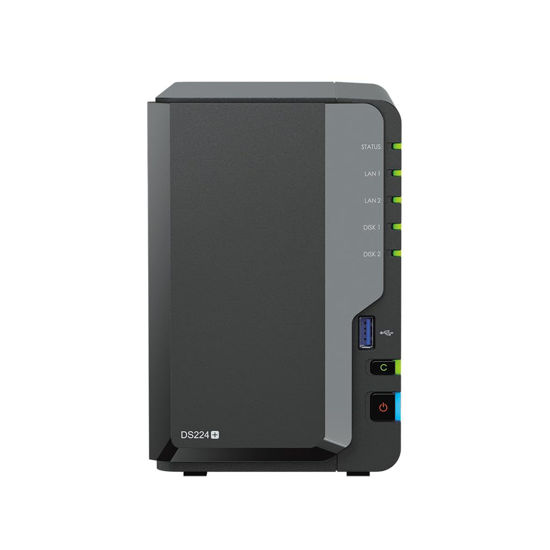 Picture of Synology DiskStation DS224+ NAS Server with Celeron 2.0GHz CPU, 6GB Memory, 8TB SSD Storage, 2 x 1GbE LAN Ports, DSM Operating System