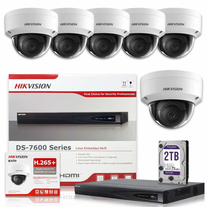 Picture of Hikvision DS-7608NI-E2/8P 8CH 8 POE NVR Includes a 2TB HDD & 6pcs DS-2CD2143G0-I 2.8mm 4MP POE Dome Camera Kit