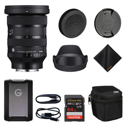 Picture of Sigma 24-70mm f2.8 DG DN II Art Lens Sony E| Full Frame Format, Six SLD Elements, Rounded 11-Blade with 1TB G-Drive ArmorATD & 64GB Extreme PRO Memory Card and Waith Cleaning Cloth (Bundle Set)