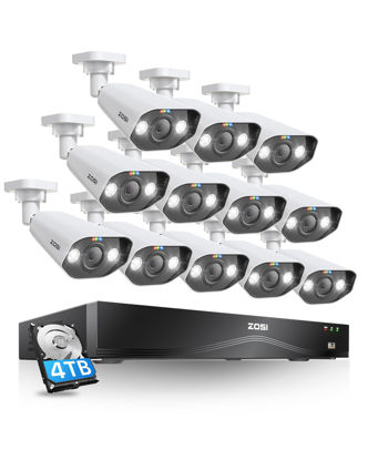 Picture of ZOSI 24CH 4K PoE Security Camera System, 12pcs 4K Spotlight Outdoor Cameras, 16 Port 24CH 8MP Dual-Disk NVR with 4TB HDD for 24/7 Recording, AI Detection, 2 Way Audio Surveillance for Business