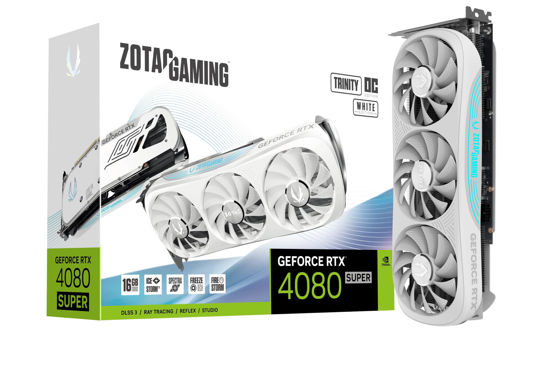 Picture of ZOTAC Gaming GeForce RTX 4080 Super Trinity OC White Edition DLSS 3 16GB GDDR6X 256-bit 23 Gbps PCIE 4.0 Gaming Graphics Card, IceStorm 2.0 Advanced Cooling, Spectra RGB Lighting, ZT-D40820Q-10P