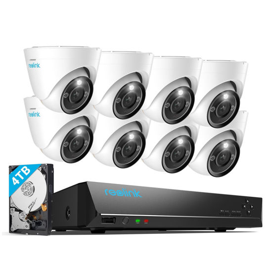 Picture of REOLINK 12MP PoE Security Camera System, 8pcs H.265 12MP Security Cameras Wired, Person Vehicle Pet Detection, Two-Way Talk, Spotlights Color Night Vision, 16CH NVR with 4TB HDD, RLK16-1200D8-A