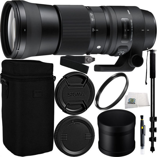 Picture of Sigma 150-600mm f/5-6.3 DG OS HSM Contemporary Lens for Nikon F Bundle Includes Manufacturer Accessories + 72 inch Monopod with Quick Release + UV Filter + Lens Pen + Microfiber Cleaning Cloth