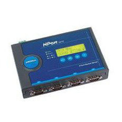 Picture of MOXA NPort 5450I w/Adapter 4-Port Serial-to-Ethernet Device Server, 10/100 Ethernet, RS-232/422/485, DB-9, 15KV ESD, 110V