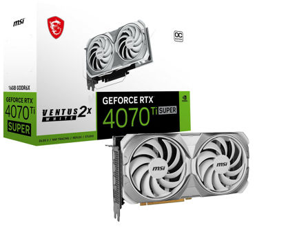 Picture of MSI Gaming RTX 4070 Ti Super 16G Ventus 2X White OC Graphics Card (NVIDIA RTX 4070 Ti Super, 256-Bit, Extreme Clock: 2655 MHz, 16GB GDRR6X 21 Gbps, HDMI/DP, Ada Lovelace Architecture)