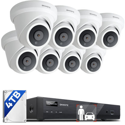 Picture of ONWOTE PoE Security Camera System 4K, 16 Channel Commercial NVR 4TB HDD, 8X Outdoor 8MP PoE IP Cameras Wired, 128° Wide View, AI Detection, 24/7 Video Audio Recording Surveillance for Home Businesses