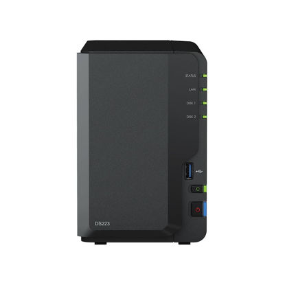 Picture of Synology DS223 Diskstation NAS (Realtek RTD1619B Quad-Core 2GB Ram 1xRJ-45 1GbE LAN-Port) 2-Bay with 2X 10TB WD Red Plus (Total 20TB)