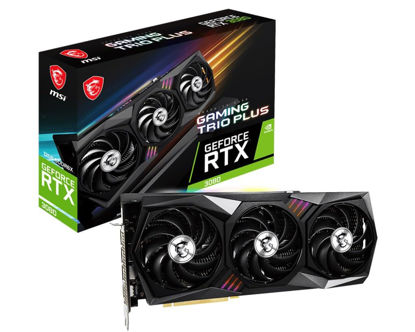 Picture of MSI Geforce RTX 3080 Gaming Trio Plus 12G LHR Computer Gaming Graphics Card, 12GB GDDR6X, DisplayPort x 3, HDMI 2.1 TORX Fan 4.0, RGB Mystic Light, NVIDIA GPU Video Cards for Gaming PC (Renewed)