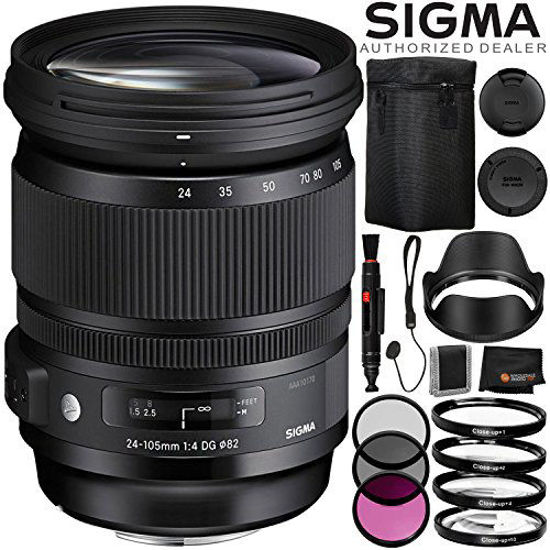 Picture of Sigma 24-105mm f/4 DG OS HSM Art Lens for Nikon F - 6PC Accessory Bundle