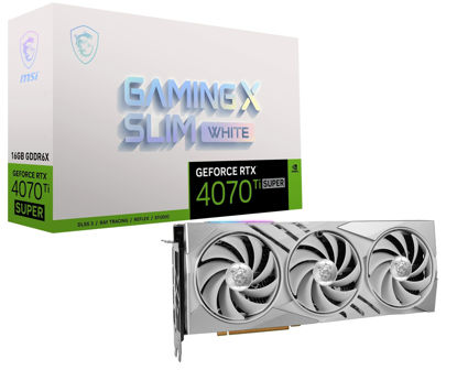 Picture of MSI Gaming RTX 4070 Ti Super 16G Gaming X Slim White Graphics Card (NVIDIA RTX 4070 Ti Super, 256-Bit, Extreme Clock: 2685 MHz, 16GB GDRR6X 21 Gbps, HDMI/DP, Ada Lovelace Architecture)