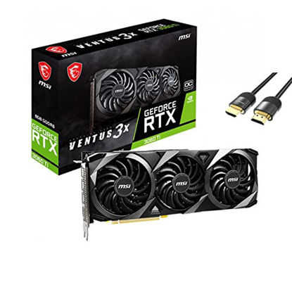 Picture of MSI Gaming GeForce RTX 3060 Ti LHR OC Graphics Card 8GB GDRR6 256-Bit PCI Express 4.0 Torx Fan 3 Ampere Architecture 1x HDMI 2.1 3X DisplayPort 1.4a w/Mytrix_HDMI 2.1 Cable(4k@120Hz/8K@60Hz)