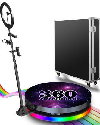 Picture of 360 Photo Studio Photo Booth Machine for Parties 360 Video Booth Machine with RGB Ring Light Free Custom Logo (31.5”for 2-3 People+Flight Case)