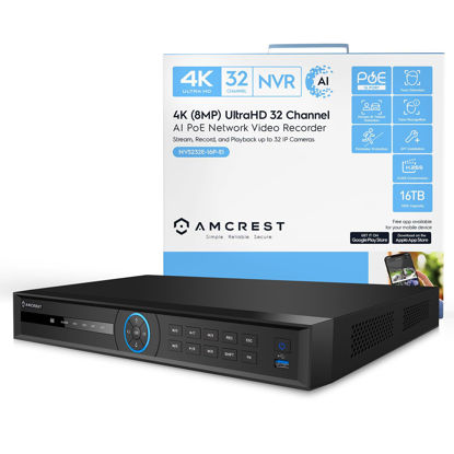 Picture of Amcrest 5Series 4K 32 Channel 16 Ports PoE NVR (Record 32CH 4K @30fps View/Playback 4CH 4K@30fps) Network Video Recorder (Hard Drive Not Included) NV5232E-16P-EI