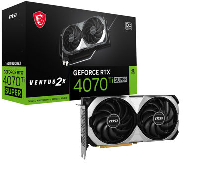 Picture of MSI Gaming RTX 4070 Ti Super 16G Ventus 2X OC Graphics Card (NVIDIA RTX 4070 Ti Super, 256-Bit, Extreme Clock: 2655 MHz, 16GB GDRR6X 21 Gbps, HDMI/DP, Ada Lovelace Architecture)