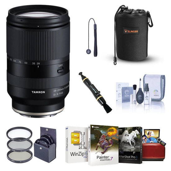 Picture of Tamron 28-200mm f/2.8-5.6 Di III RXD Lens for Sony E, Bundle with ProOptic 67mm Filter Kit, Mac Software Kit, Cleaning Kit, Lens Cap Tether, Lens Cleaner