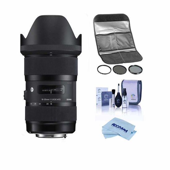 Picture of Sigma 18-35mm f/1.8 DC HSM Art Lens for Canon EF, Bundle with Hoya 72mm Filter Kit II, Cleaning Kit, Cleaning Cloth