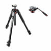 Picture of Manfrotto 055XPROB Black Aluminum Tripod with Manfrotto MVH502AH Pro Video Head with Quick-Release and Flat Base