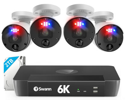 Picture of Swann 12MP Home Security Cameras with 8580 2TB HDD Recorder, NVR Security Camera System, 8 Channel 4 Cam, Wired Surveillance Security Camera Outdoor Indoor, PoE Cat5e, Color Night Vision, 2-Way Audio