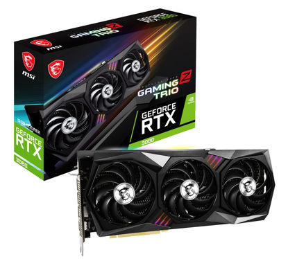 Picture of MSI Gaming GeForce RTX 3080 Gaming Z Trio 12G LHR 12GB GDRR6X 384-Bit HDMI/DP Nvlink Torx Fan 4 RGB Ampere Architecture OC Computer Gaming Graphics Card, NVIDIA GPU Video Cards for Gaming PC (Renewed)