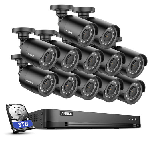 Picture of ANNKE 32CH Security Camera System, 32 Channels H.265 Pro+ 3K Lite DVR, 12PCS 1080P CCTV IP66 Weatherproof Bullet Cameras, AI Human/Vehicle Detection for Home Business Surveillance, 3TB HDD Included