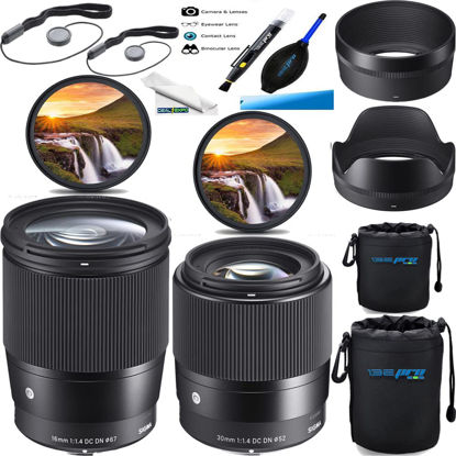 Picture of Two Lens Kit Sigma 16mm f/1.4 DC DN Contemporary Lens for Sony E & Sigma 30mm F1.4 Contemporary DC DN Lens for Sony E - Expo Essential Accessories Bundle (13PCS) (SIG16SIG30SNEB)