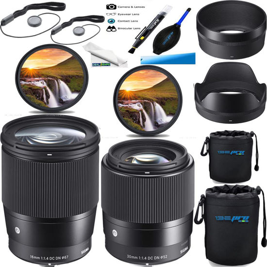 Picture of Two Lens Kit Sigma 16mm f/1.4 DC DN Contemporary Lens for Sony E & Sigma 30mm F1.4 Contemporary DC DN Lens for Sony E - Expo Essential Accessories Bundle (13PCS) (SIG16SIG30SNEB)