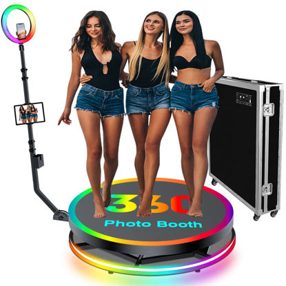 Picture of 360 Photo Booth Machine with RGB Ring Light, 31.5 in for 3 People with Flight Case