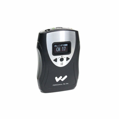 Picture of Williams Sound PPA T46 Personal PA Body-Pack Transmitter, Black/Silver, 1.25" OLED Interface displays (Master & aux Volume Level, mic Mute, Settings Lock, Battery Level)