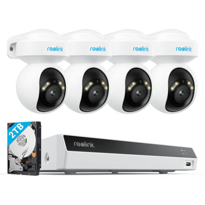 Picture of Reolink 4K Security Camera System with PT Auto-Tracking, 355°Pan 50°Tilt, 4K PoE Cameras Home Surveillance Wired Outdoor, Smart AI Detection, Spotlights & 2-Way Audio, 8CH NVR 2TB HDD, RLK8-800PT4