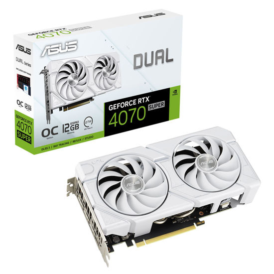 Picture of ASUS Dual GeForce RTX™ 4070 Super EVO White OC Edition (PCIe 4.0, 12GB GDDR6X, DLSS 3, HDMI 2.1a, DisplayPort 1.4a, 2.5-Slot Design, Axial-tech Fan Design, Dual BIOS)