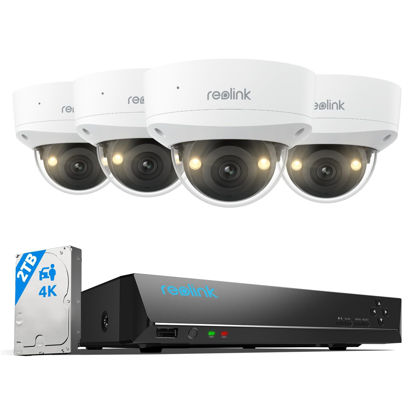 Picture of REOLINK 4K Security Camera System, 4pcs 4K UHD IK10 Vandalproof PoE Surveillance Cams Wired Outdoor, 8CH NVR 2TB HDD, Color Night Vision, Smart Detection, 2-Way Audio, IP67 Weatherproof, RLK8-800V4