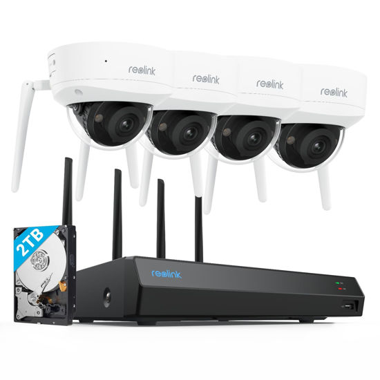 Picture of REOLINK 4K Wi-Fi 6 Security Camera System with IK10 Vandal-Proof, Color Night Vision, 12CH NVR with 2TB HDD, Person/Vehicle/Animal Detection, 2-Way Audio, IP67 Weatherproof Dome Cameras, RLK12-800WV4