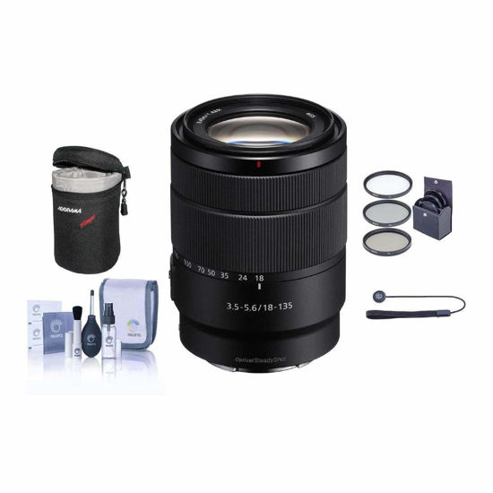 Picture of Sony 18-135mm f/3.5-5.6 OSS E-Mount Lens - Bundle with 55mm Filter Kit, Lens Case, Cleaning Kit, Capleash II