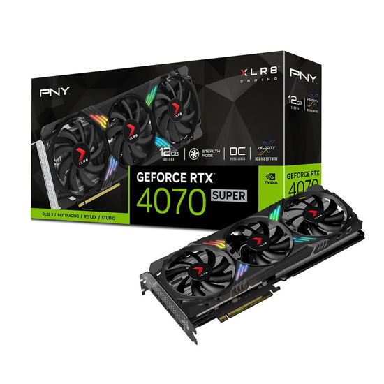 Picture of PNY GeForce RTX™ 4070 Super 12GB XLR8 Gaming VERTO™ Epic-X RGB™ OC Triple Fan Graphics Card DLSS 3 (NVIDIA GeForce SFF-Ready, ARGB, 192-bit, PCIe 4.0, GDDR6X, HDMI/Display, supports 4k, 2 slot)