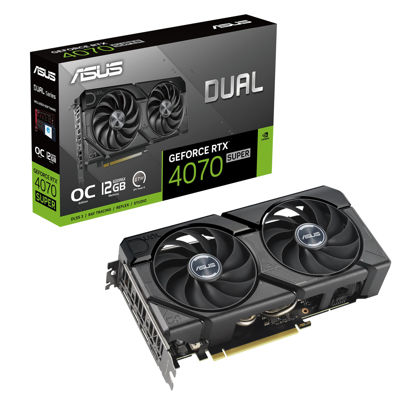 Picture of ASUS Dual GeForce RTX™ 4070 Super EVO OC Edition 12GB GDDR6X (PCIe 4.0, 12GB GDDR6X, DLSS 3, HDMI 2.1a, DisplayPort 1.4a, 2.5-Slot Design, Axial-tech Fan Design, 0dB Technology, and More)