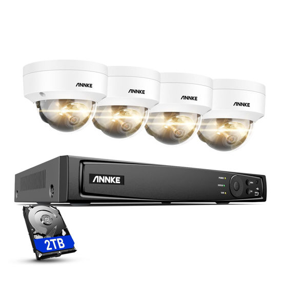 Picture of ANNKE H800 8MP PoE Security Camera System with 2TB HDD, 4K H.265+ NVR and 4X 8MP Ultra HD IP Dome Cameras, 100ft Night Vision, IP67 Waterproof and IK10 VandalProof, Remote Access (Not PTZ)