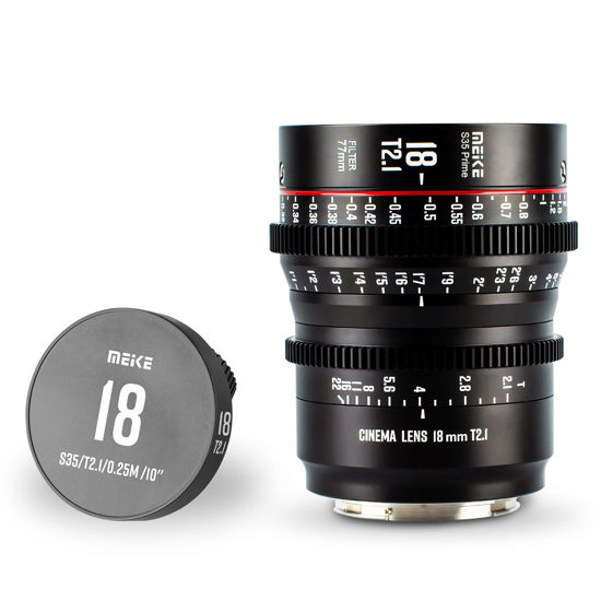 Picture of MEKE 18mm T2.1 Super 35 Prime Manual Focus Cinema Lens for EF-Mount Cine Camera Compatible with C200 C300 II, RED Komodo, BMPCC 6K, Z CAM E2-S6 BMPCC6K Pro