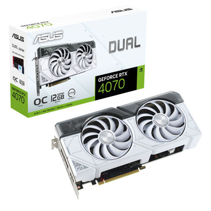 Picture of ASUS Dual GeForce RTX™ 4070 White OC Edition 12GB GDDR6X (PCIe 4.0, 12GB GDDR6X, DLSS 3, HDMI 2.1, DisplayPort 1.4a, 2.56-Slot Design, Axial-tech Fan Design, 0dB Technology, and More)