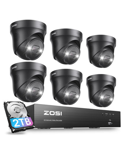 Picture of ZOSI 4K PoE Security Camera System with 2TB HDD,6pcs 4K Outdoor Indoor PoE IP Cameras,Person Vehicle Detection,Night Vision,Spotlight Siren,2 Way Audio,8 Ports 16CH 8MP NVR for 24/7 Recording