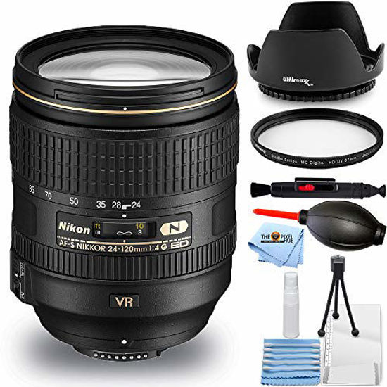 Picture of Nikon AF-S NIKKOR 24-120mm f/4G ED VR Lens 2193 - Starter Bundle with Tulip Hood Lens, UV Filter, Cleaning Pen, Blower, Microfiber Cloth and Cleaning Kit