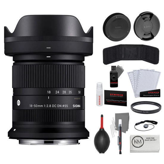 Picture of Sigma 18-50mm f/2.8 DC DN Contemporary Lens | Canon RF Mount Bundled with UV Filter + Photo Starter Kit + Cleaning Cloth (4 Items)