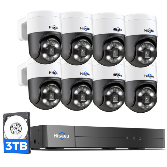 Picture of 【Spotlight+3TB HDD】 Hiseeu 4K 16CH PoE Security Camera System,CCTV Camera Security System w/5MP PTZ Home Security Cameras,300°Pan 90°Tilt,Human Auto-Tracking,2-Way Audio,Night Vision,7/24 Recording