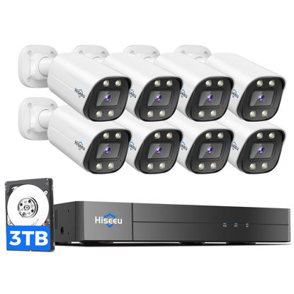 Picture of [4K HD+Color Night Vision] Hiseeu PoE Security Camera System, Home Security System w/ 8 MP PoE Cameras, 121°Wide Angle, Human Vehicle Detect, 2 Way Audio, 16ch NVR for Home Surveillance Indoor&Outdoor