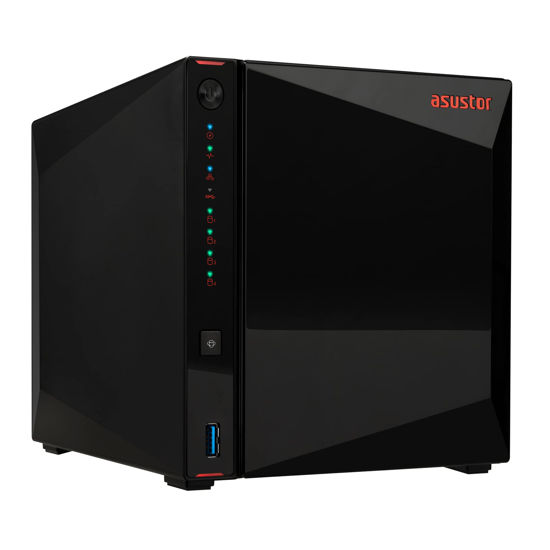 Picture of Asustor AS5404T, 4 Bay NAS, Intel Quad-Core 2.0GHz CPU, 4X M.2 NVMe SSD Slots, 2x2.5GbE Ports, 4GB DDR4 RAM, for Gaming and Live Stream, Network Attached Storage(Diskless)