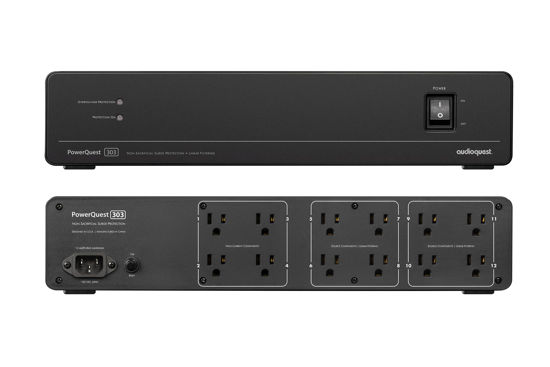 Picture of AudioQuest - PowerQuest 303 High-Performance Power Conditioner with 12 AC outlets, 2m Detachable AC Power Cable, and 2RU Rack Ears. Perfect for TV, AV Receiver, Xbox, Playstation, Soundbar