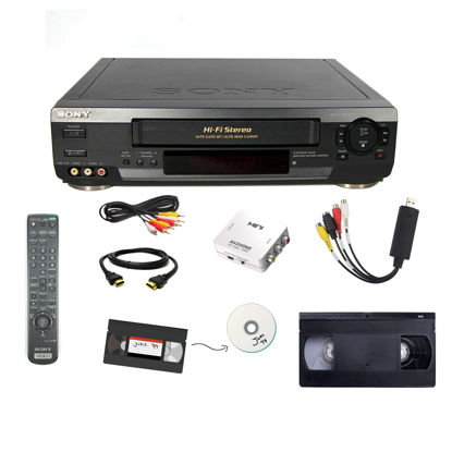 Picture of Sony VCR VHS Transfer Bundle w/ Remote, USB Adapter, HDMI Converter