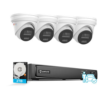 Picture of Anpviz 4K PoE Security Camera System with Human/Vehicle Detection, 4pcs 8MP IP Cameras with Mic, Smart Dual Light Color Night Vision, 4K 8 CH NVR with 2TB HDD for 24/7 Recording