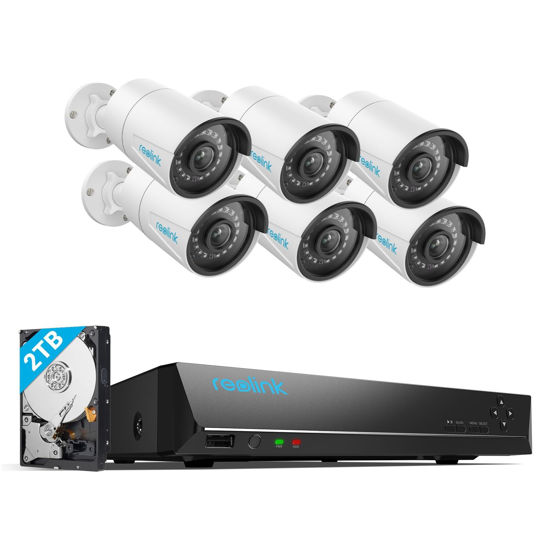 Picture of REOLINK 8CH 5MP Home Security Camera System, 6pcs Wired 5MP Outdoor PoE IP Cameras with Person Vehicle Detection, 8MP 8CH NVR with 2TB HDD for 24-7 Recording, RLK8-410B6-5MP